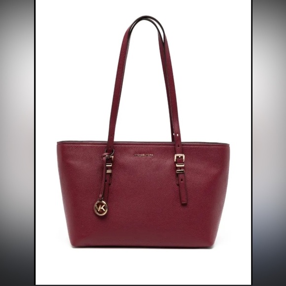 Michael Kors Burgundy Leather Tote NWOT old money red - Picture 1 of 2